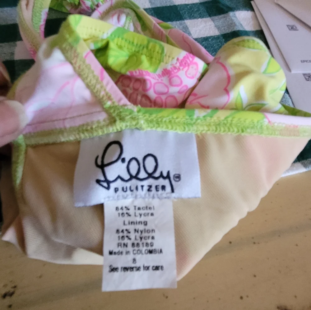 Lilly Pulitzer Floral Halter Swimsuit Bikini Top Unpadded Sz 8 - Picture 6 of 6